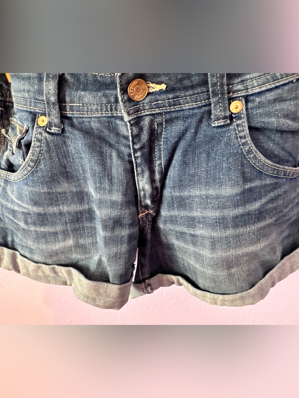 H&M Faded Blue Cuffed Denim Shorts